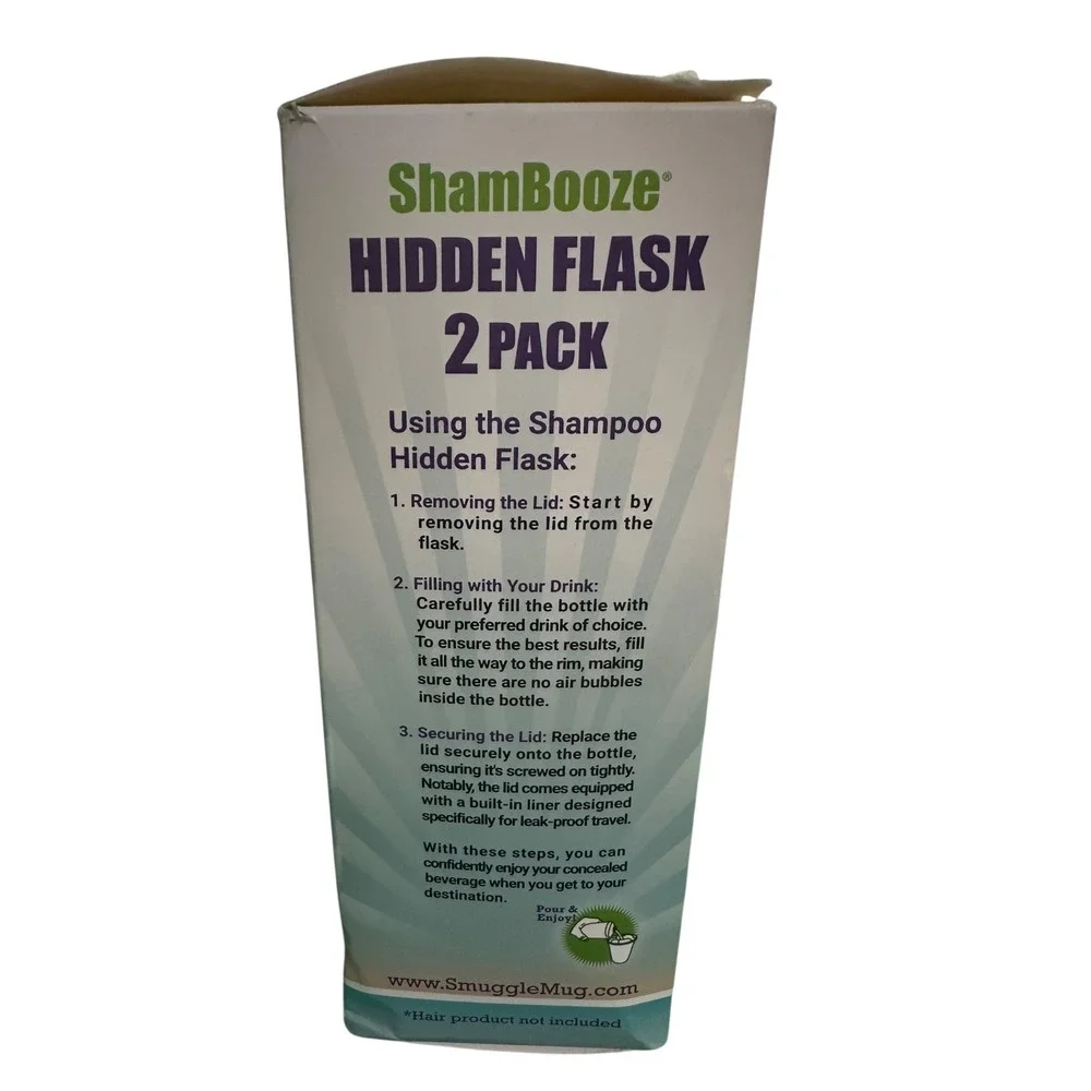 ShamBooze Hidden Flask 2 Pack‎ Shampoo Conditioner Bottles 34oz Cruise Travel